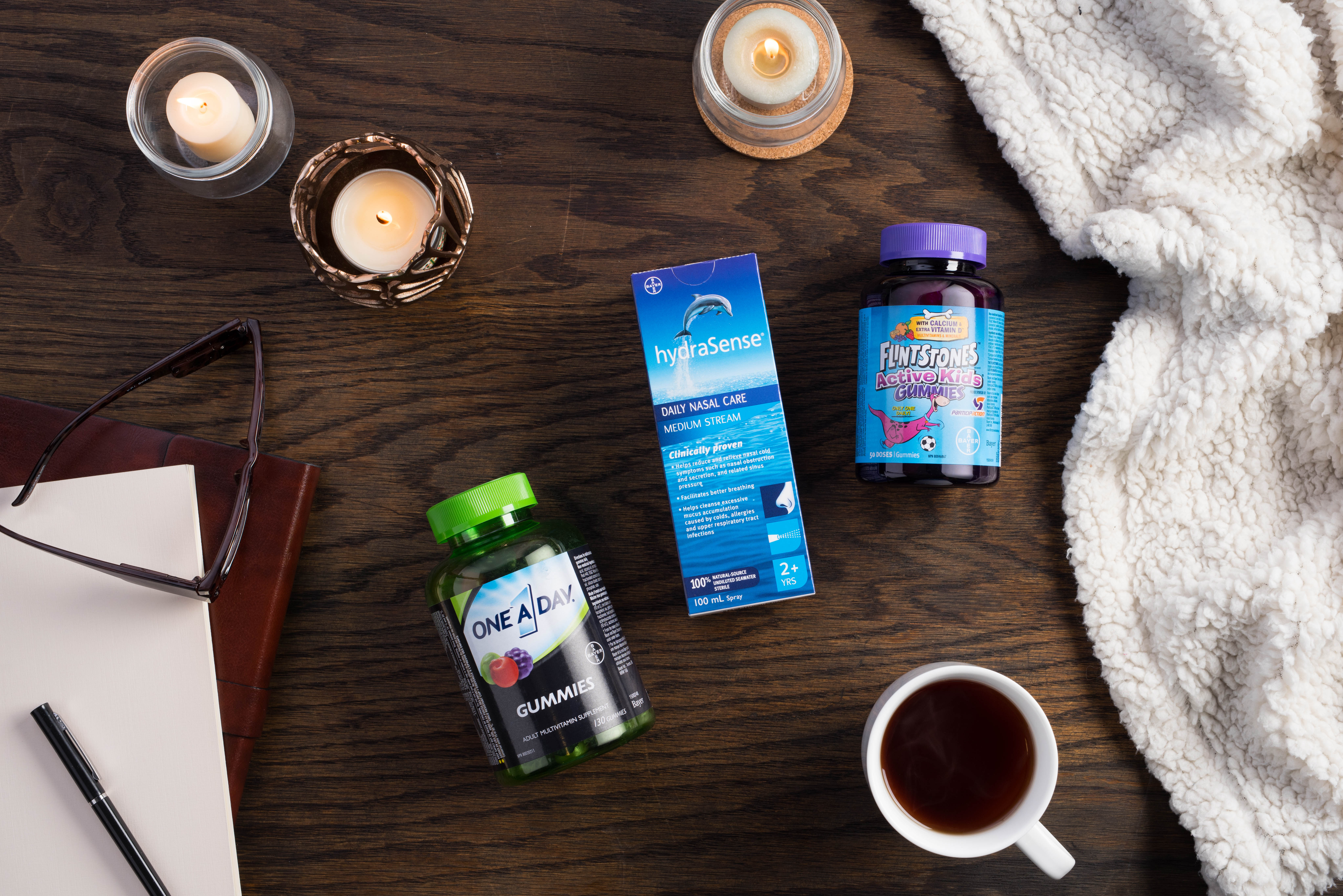 Jan1LvgRm_hydraSense Nasal Adlt 100ml MS, OAD Gm 130, Flintstones Active Gm 50 ct_WIDE EN